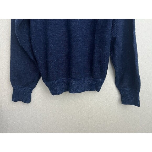 VTG Bill Ditfort Designs Blue Wool Chunky Knit Checkered Sweater Medium Grandpa - Picture 6 of 8